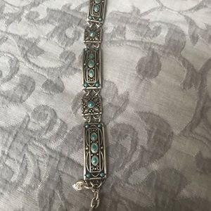 Brighton bracelet. 7 1/2” length. Silver/turquoise.